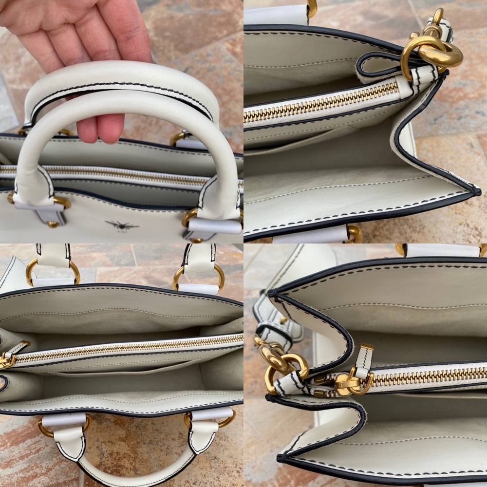 SOLD Christian Dior White Leather D-Bee Top Handle Bag - Picture 11 of 16